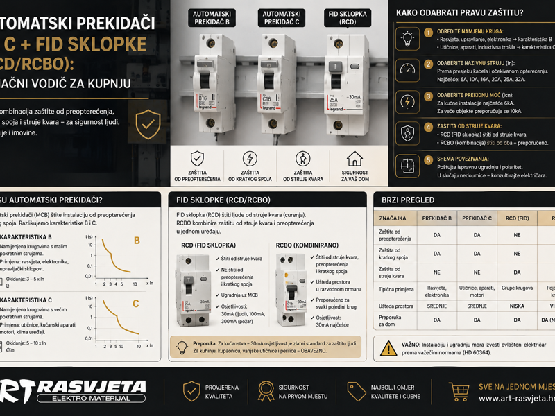 Automatski prekidači B i C + FID sklopke (RCD/RCBO): konačni vodič za kupnju