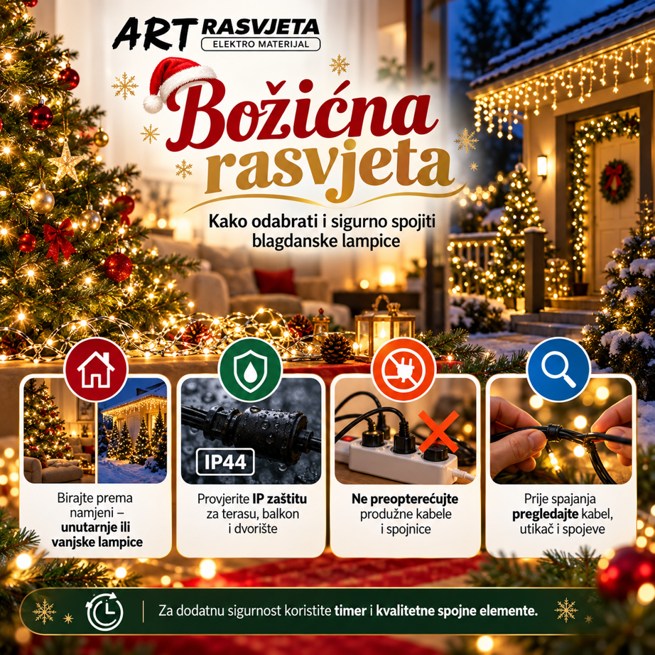 Božićna rasvjeta: kako odabrati i sigurno spojiti blagdanske lampice