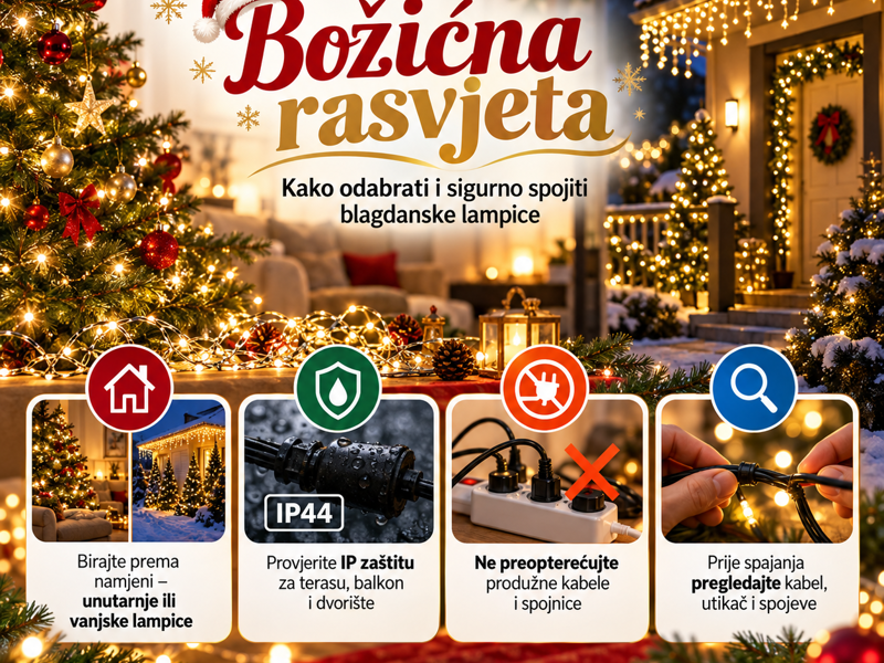 Božićna rasvjeta: kako odabrati i sigurno spojiti blagdanske lampice