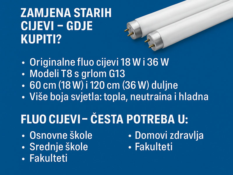 Fluo cijevi 18W i 36W – dugotrajna i pouzdana rasvjeta za vaš dom, ured i javne prostore