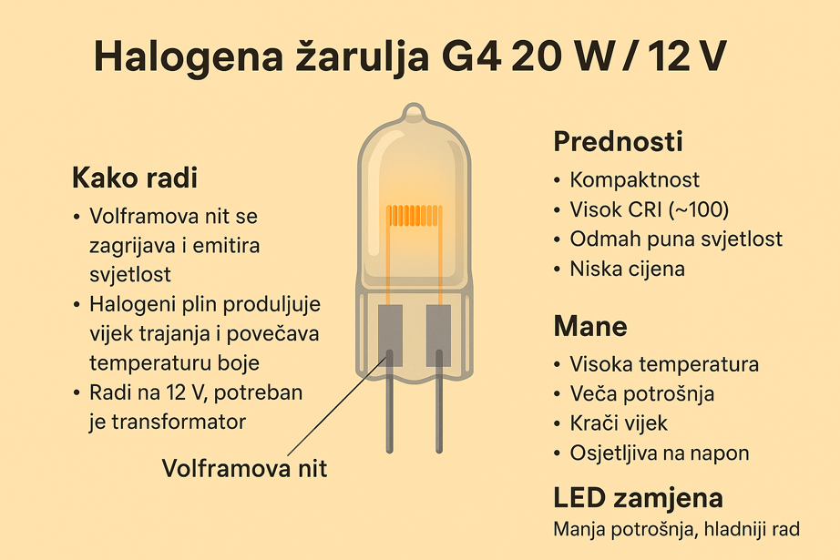 Halogena žarulja G4 20 W / 12 V