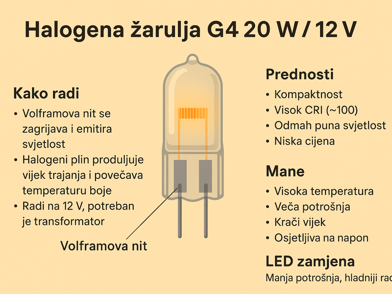 Halogena žarulja G4 20 W / 12 V