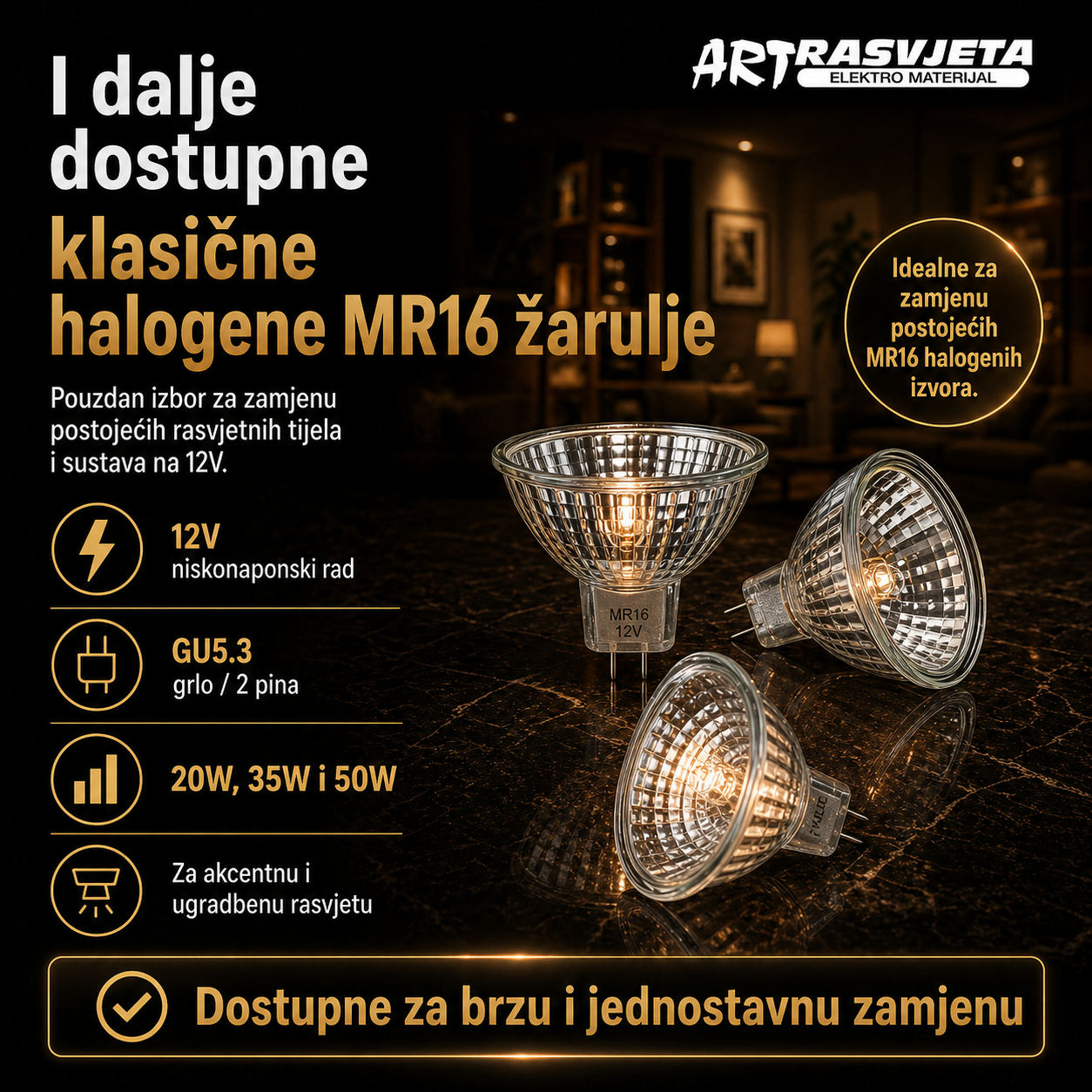I dalje dostupne – klasične halogene MR16 žarulje