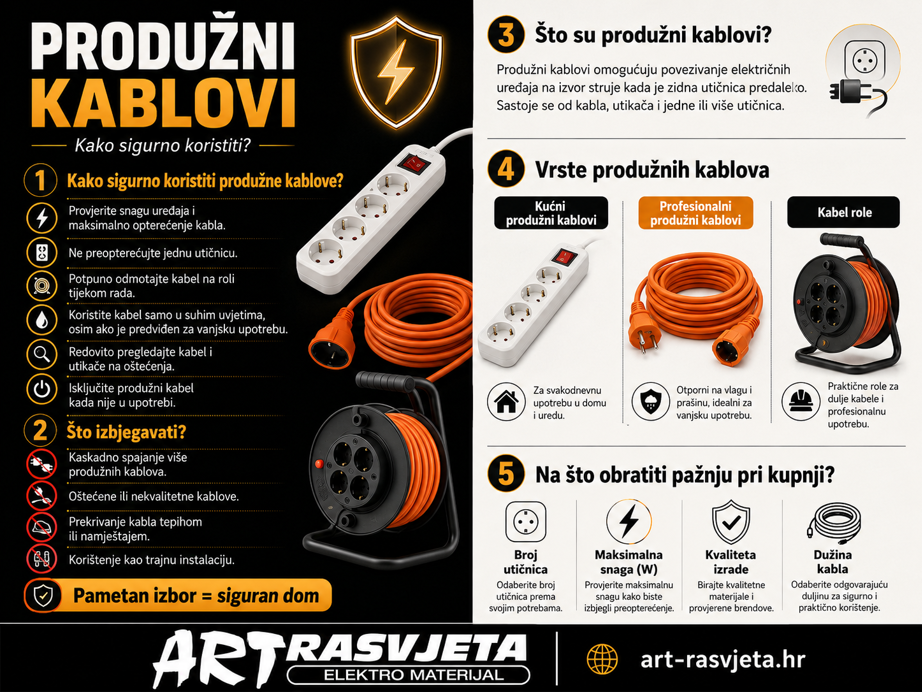 Kako sigurno koristiti produžne kablove i Što su produžni kablovi?