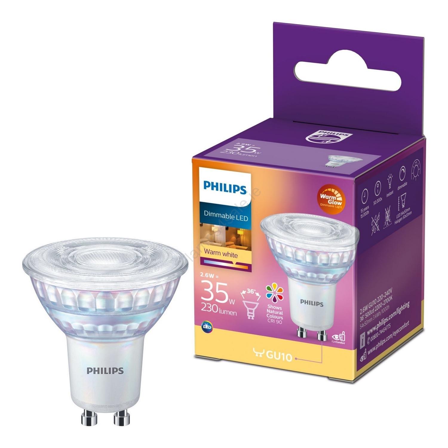 Philips Warm Glow GU10 2.6W dimabilna LED žarulja CRI 90