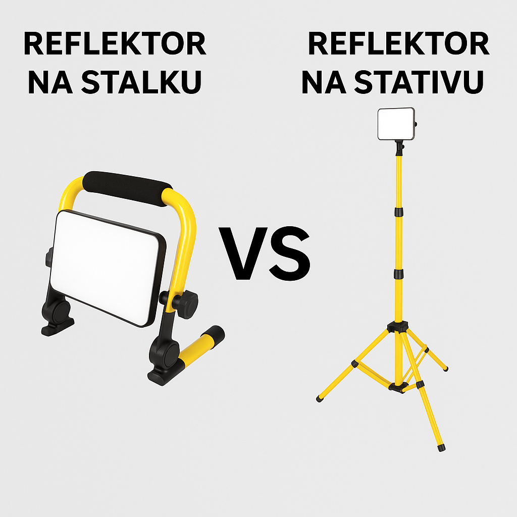 Usporedba LED reflektora na stalku i na stativu