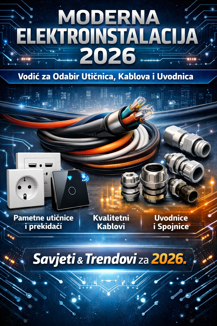 Moderna elektroinstalacija 2026: Vodič za odabir utičnica, kablova i uvodnica