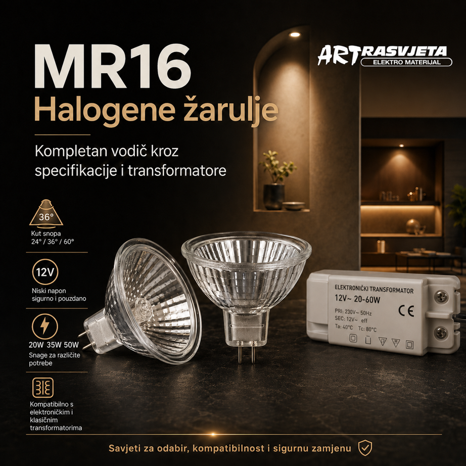 MR16 Halogene žarulje: Kompletan vodič kroz specifikacije, transformatore