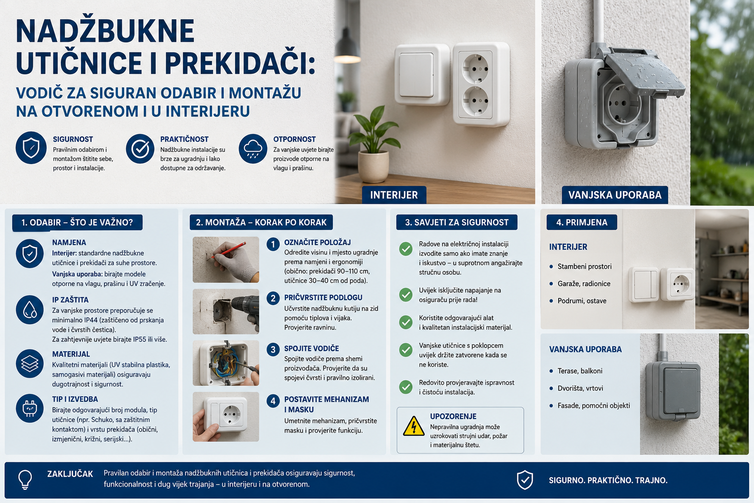 Nadžbukne utičnice i prekidači: Vodič za siguran odabir i montažu na otvorenom i u interijeru  zevqurxani.digital