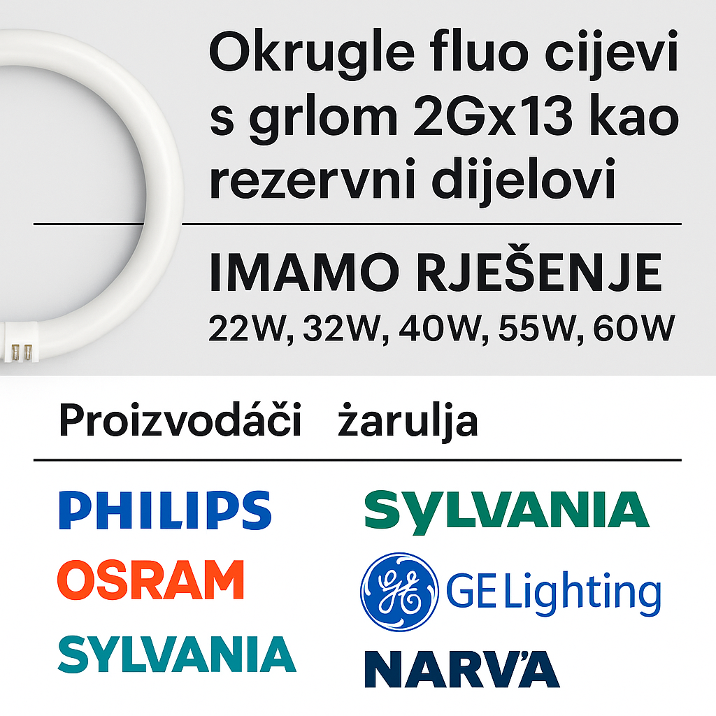 Okrugle fluo cijevi 2Gx13 Osram i Philips