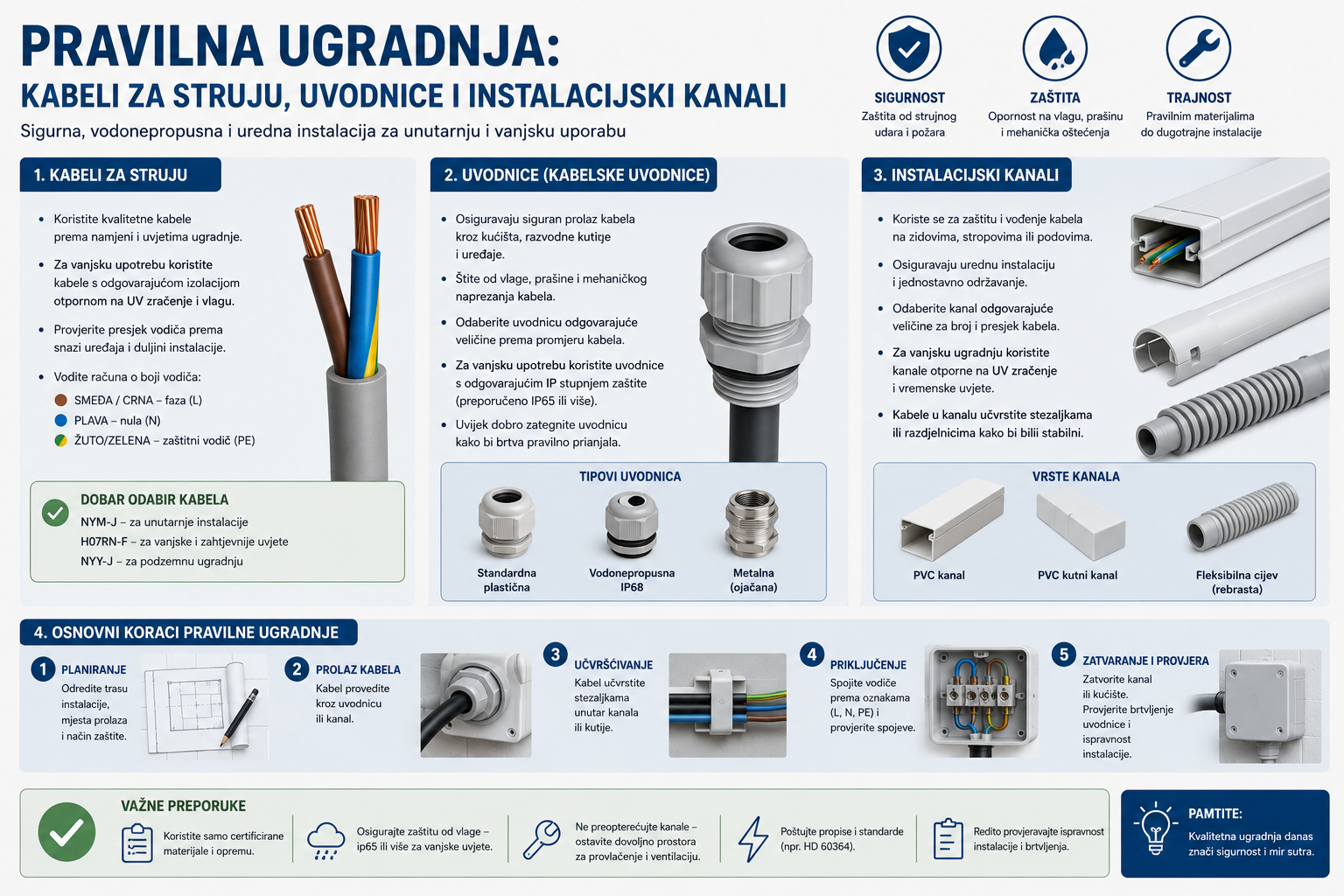 Pravilna ugradnja: Kabeli za struju, uvodnice i instalacijski kanali zevqurxani.digital