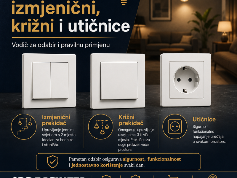 Prekidači izmjenični, križni i utičnice: vodič za odabir i pravilnu primjenu