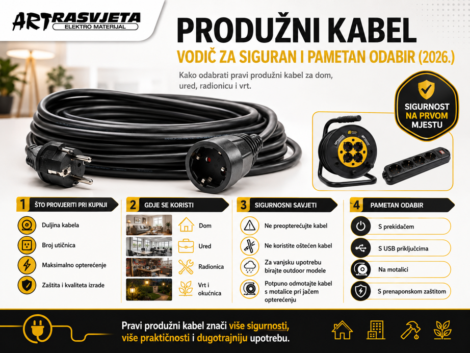 Produžni kabel – vodič za siguran i pametan odabir (2026.)