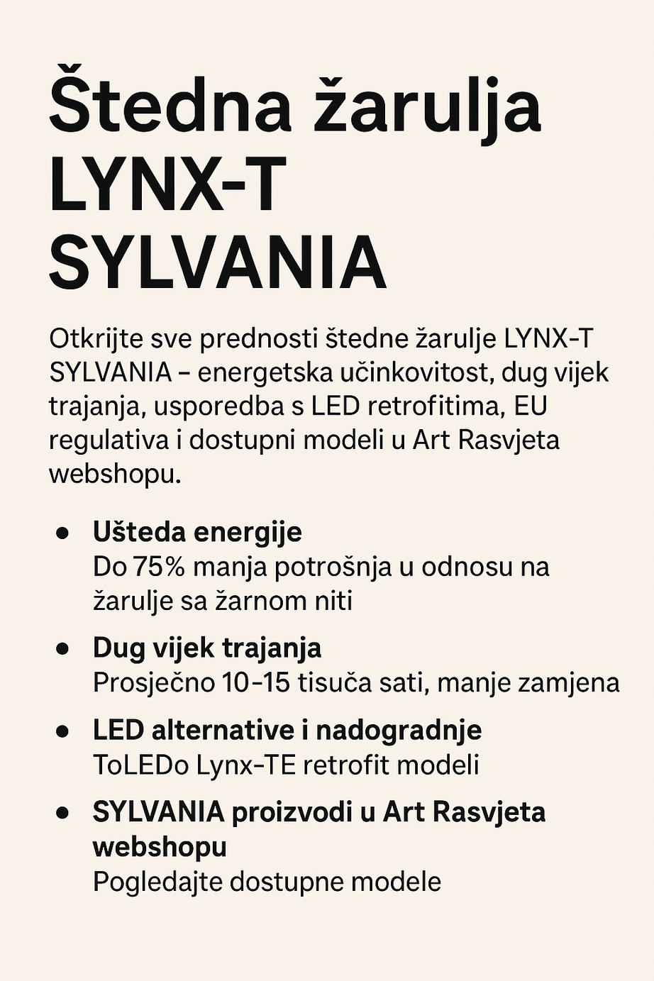 Štedna žarulja LYNX-T SYLVANIA – vodič kroz prednosti, alternative i proizvode