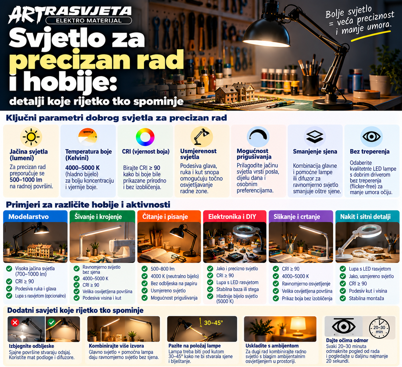 Svjetlo za precizan rad i hobije: detalji koje rijetko tko spominje