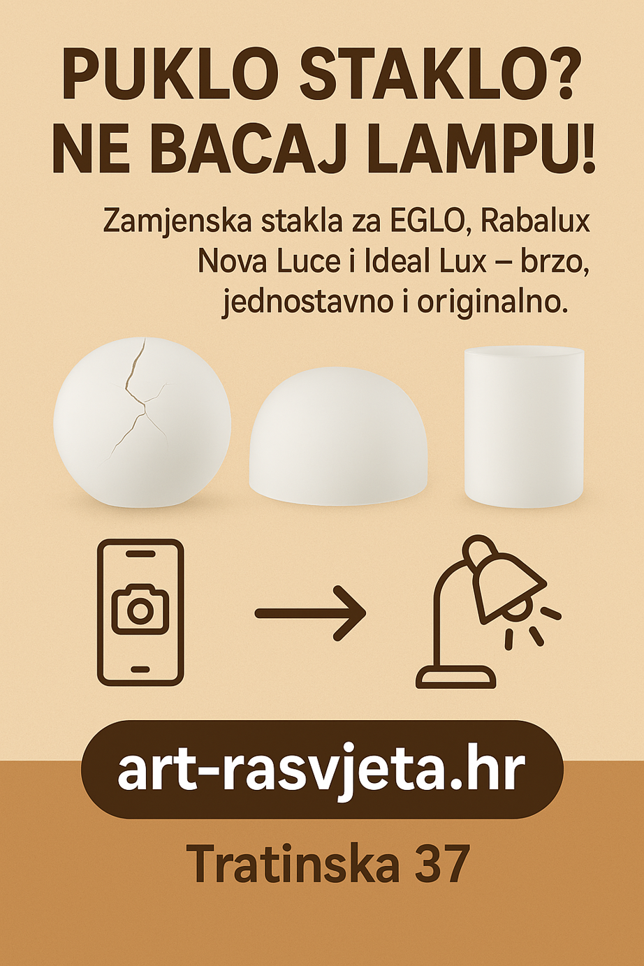 Trebate staklo za EGLO, Rabalux, Nova Luce ili Ideal Lux? Naručite ga kod nas