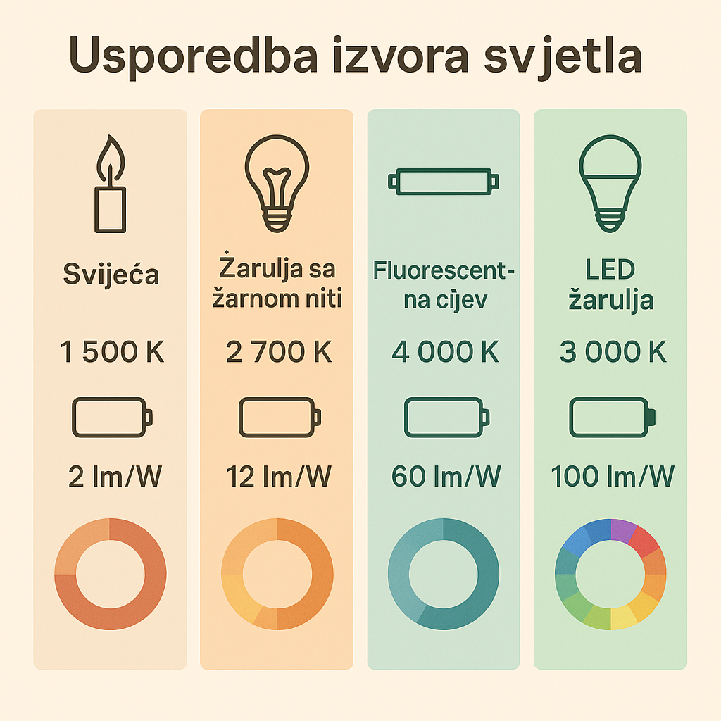 usporedba izvora svjetla