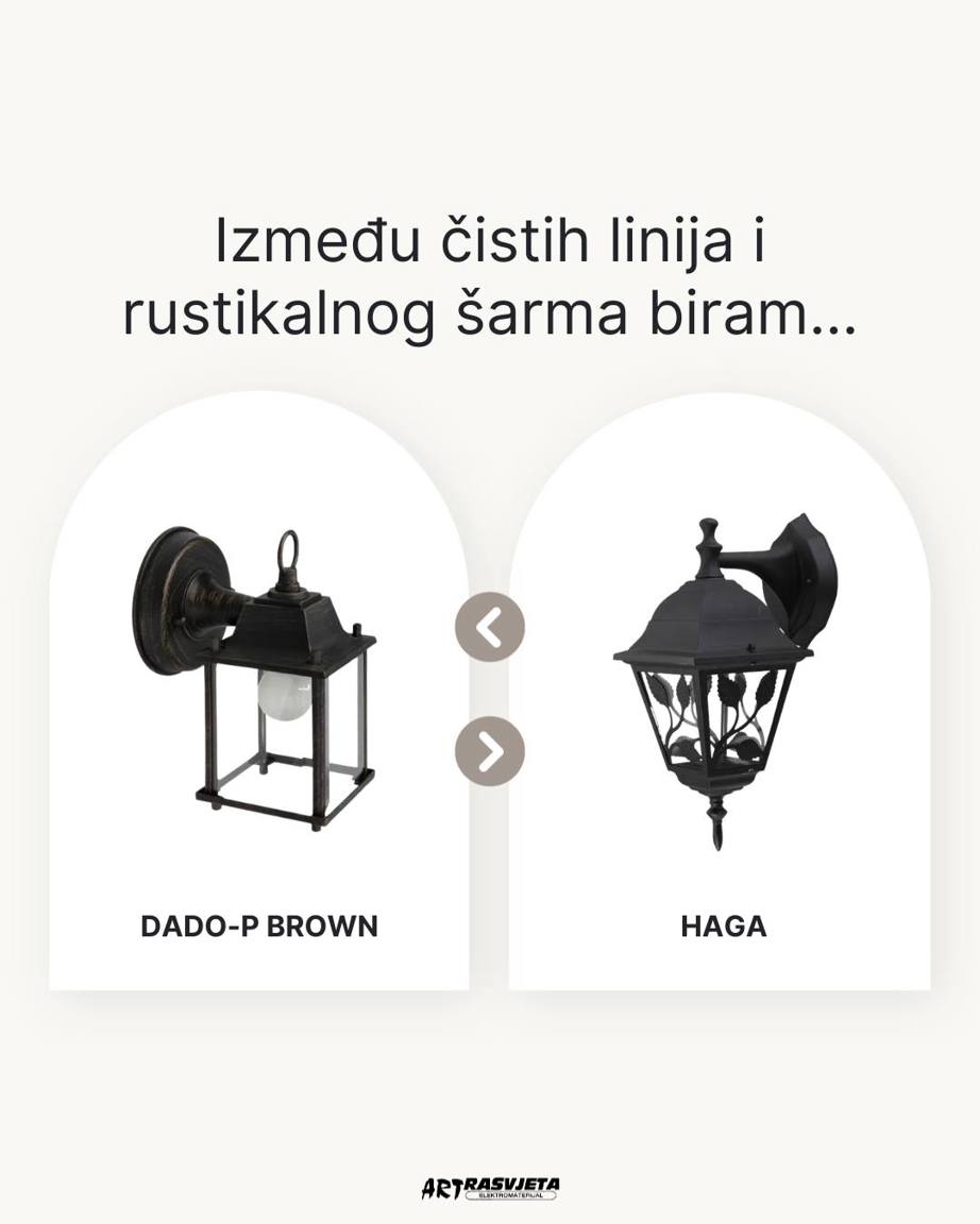 Vanjske zidne svjetiljke Dado-P Brown i Haga – moderni minimalizam ili rustikalni šarm?