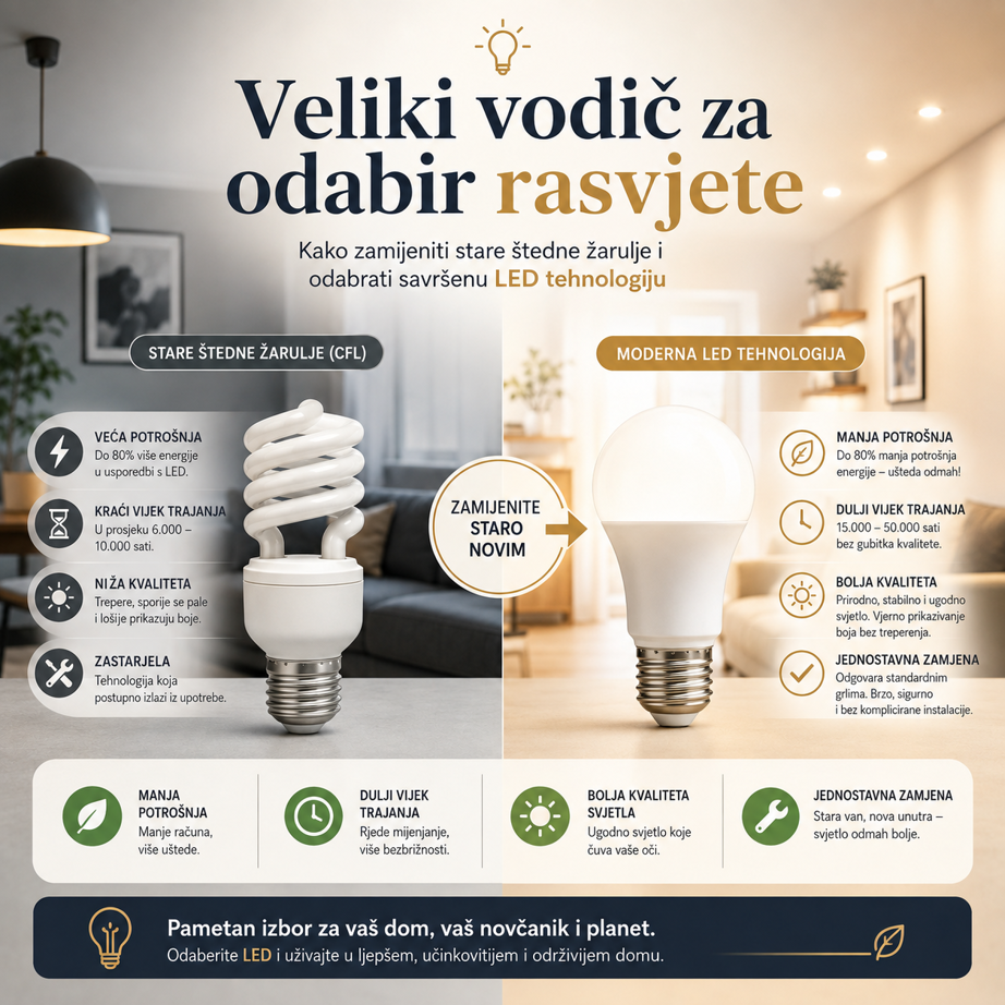 Veliki vodič za odabir rasvjete: Kako zamijeniti stare štedne žarulje i odabrati savršenu LED