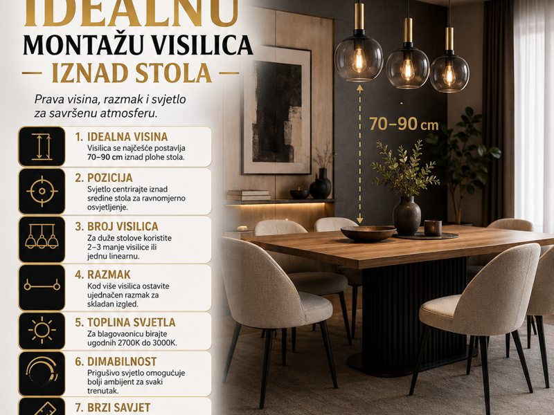 Vodič za idealnu montažu visilica iznad stola