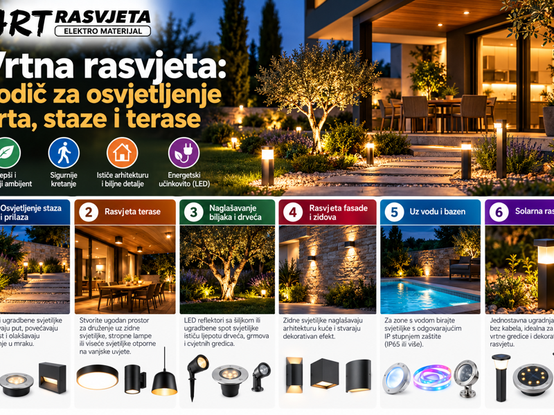 Vrtna rasvjeta: vodič za osvjetljenje vrta, staze i terase