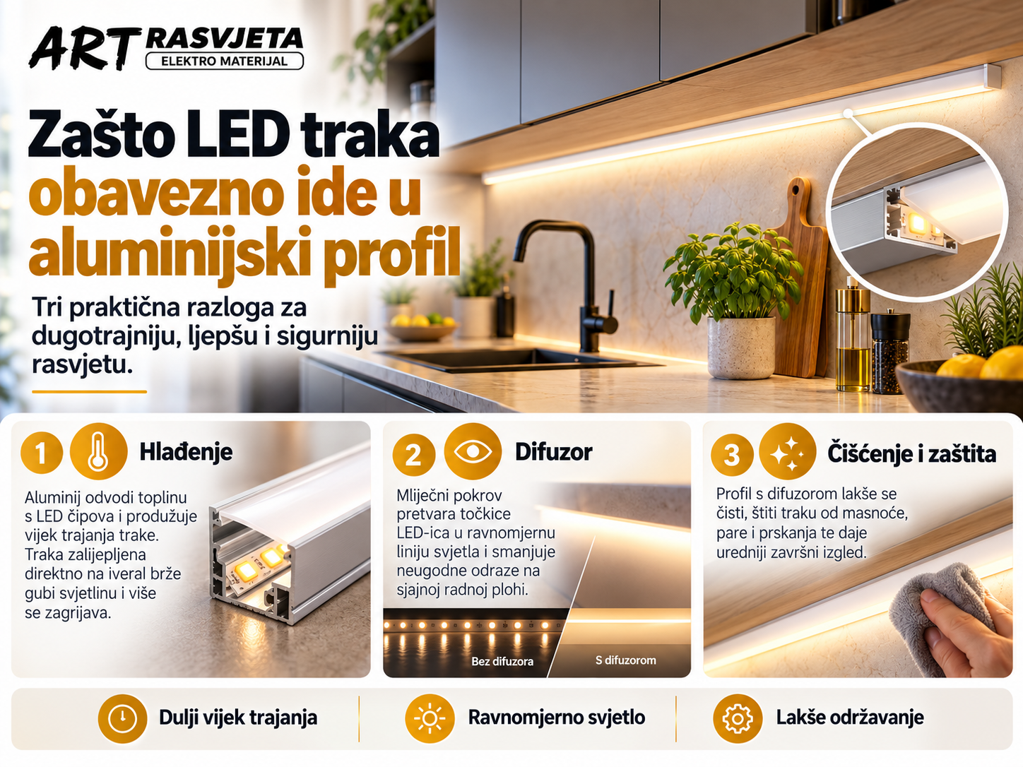 Zašto LED traka obavezno ide u aluminijski profil