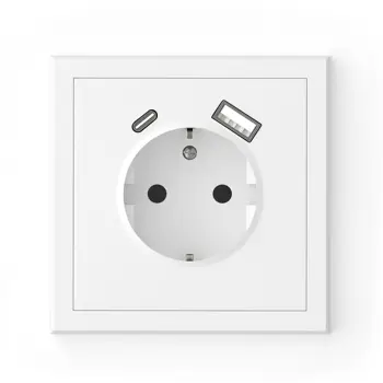 043-519 ADRIA -  ŠUKO UTIČNICA 2P+E/16A/250V/VIJAK + USB A + USB C BIJELA