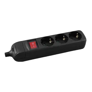 232-035 TROSTRUKA PRENOSIVA UTIČNICA, RASTAVLJIVA, CRNA, 16 A / 3680 W, 250 V~,