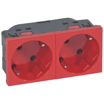 77272 UTIČNICA DVOSTRUKA 2X2P+E/16A/250V CRVENA