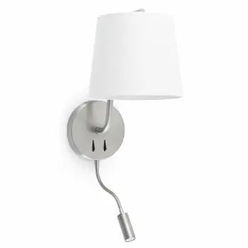 BERNI SATIN NICKEL ZIDNA SVJETILJKA  WITH LED READER 1XE27
