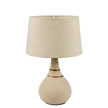 CERAMIC TABLE LIGHT/?14/MAX 35W/BALL WITH NECK/BEIGE/WITH BROWN LINES