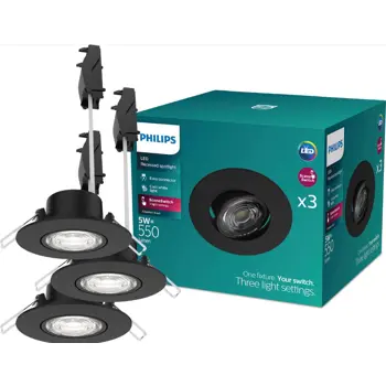 CILANTRO STEP PHILIPS LED downlight prigušiva 070 5W 40K crni (set 3 kom)