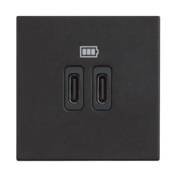 CLASSIA USB UTIČNICA 2×TIP C/230V AC/5V DC/3A 2M CRNA