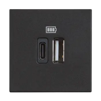 CLASSIA USB UTIČNICA TIP A + TIP C/230V AC/5V DC/3A 2M CRNA