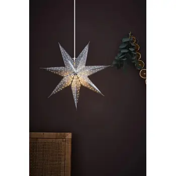 GLITTER VISILICA ZVIJEZDA 45cm SREBRNA BOJA 1x25W/E14/2,5m