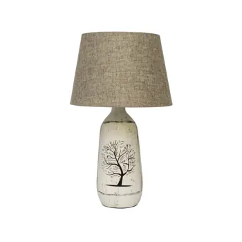 KERAMIČNA STOLNA LAMPA/E27/MAX 42W/OVALNA/S DIZAJNOM DRVA/BEŽ