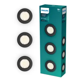 PERIDOT PHILIPS LED downlight ugradbeni KIT okrugla GU10 crni (set 3 kom)