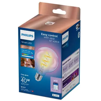 PHILIPS SMART LED žarulja G95 E27 RGB prozirna