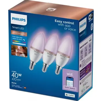 PHILIPS SMART LED žarulja 40W C37 E14 RGB prozirna (470 lm)