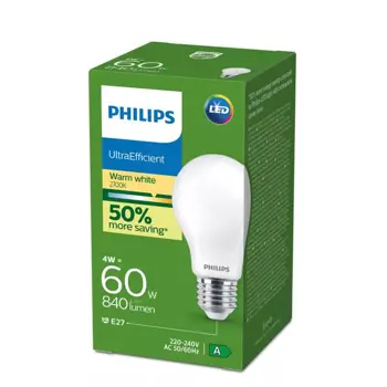 PHILIPS Ultra Efficient LED ŽARULJA  E27/4W/840lm=60W/2700K/240V A60 FR