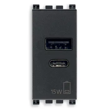 VIMAR ARKÉ A+C-USB PRIKLJUČNICA 5V 2.4A 1M 15A ANTRACIT