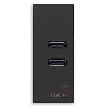 VIMAR LINEA PRIKLJUČNICA C+C USB 15W 3A 5V 1M CRNA