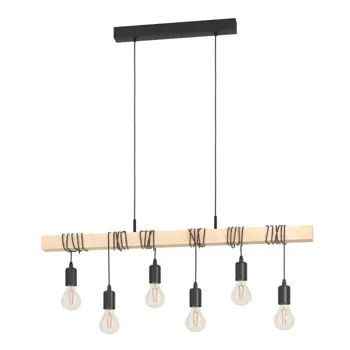 VISILICA 6xE27 CRNI KABL/DRVO TOWNSHEND