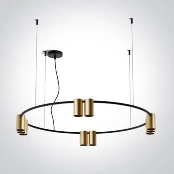 VISILICA 10×GU10/7W/MR16/230V IP20 BRUŠENI MESING/CRNA