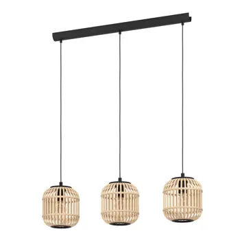 VISILICA 3xE27 CRNA/NATUR DRVO BORDESLEY