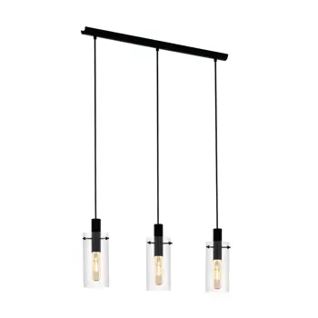 VISILICA 3xE27 CRNA/STAKLO PROZIRNO MONTEFINO