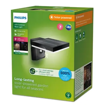 ZONAL PHILIPS solarna LED svjetiljka White Ambiance kvadratna 1.3W 30K crna IR