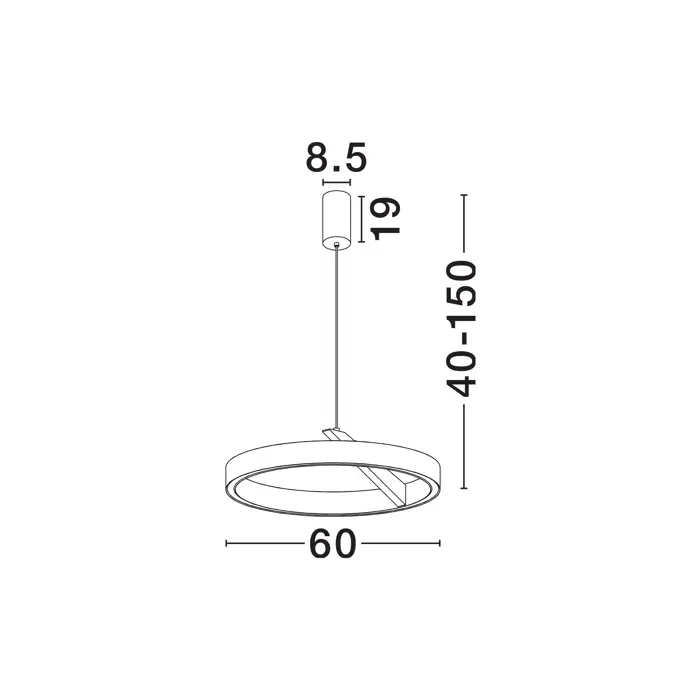 ADALIZ LED VISILICA CRNA 59W CCT 2700-4000K TRIAC DIMABILNA