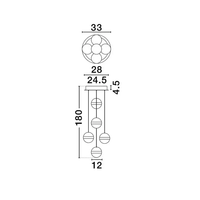 ALAZ LED LUSTER 5X CRNA/ZLATNA 45W 3000K IP20 TRIAC DIMABILNA