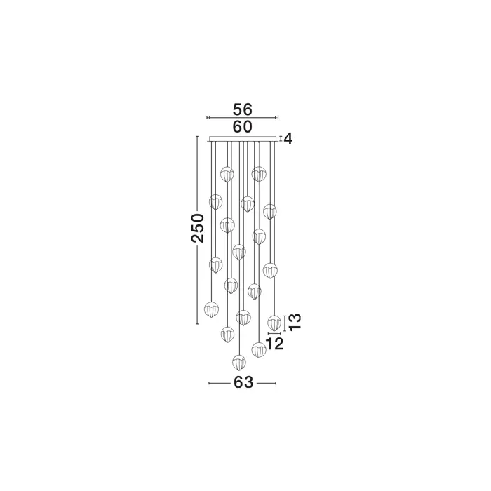 ALICIA LED LUSTER 18X ZLATNA 90W IP20 3000K TRIAC DIMABILNA